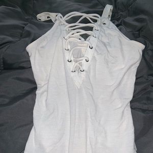 White lace up bodysuit